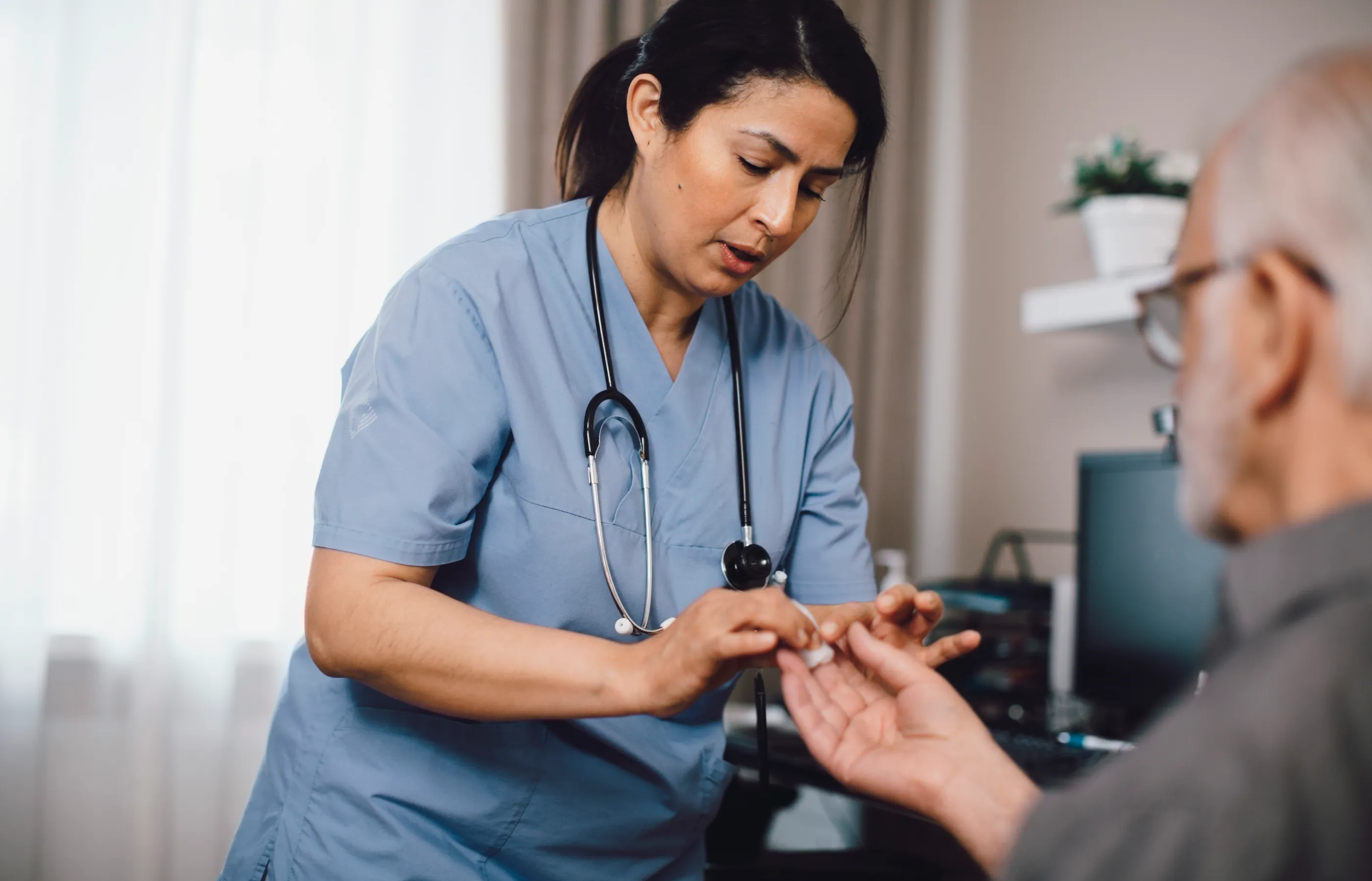 A nurse is preparing a patient for diagnostic testing. 